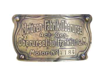 Typenschild Motoren-Fabrik Oberursel