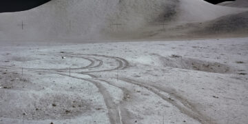 Reifenspuren auf dem Mond